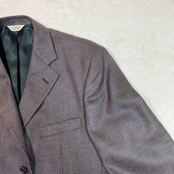 Pronto Uomo Men's 44 Long Brown Suit Silk & Wool Business Blazer Coat Jacket - Picture 8 of 16
